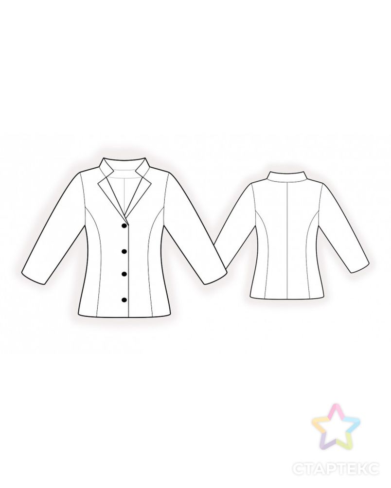 Выкройка: блузка со стойкой и лацканами арт. ВКК-3255-1-ЛК0002418 2