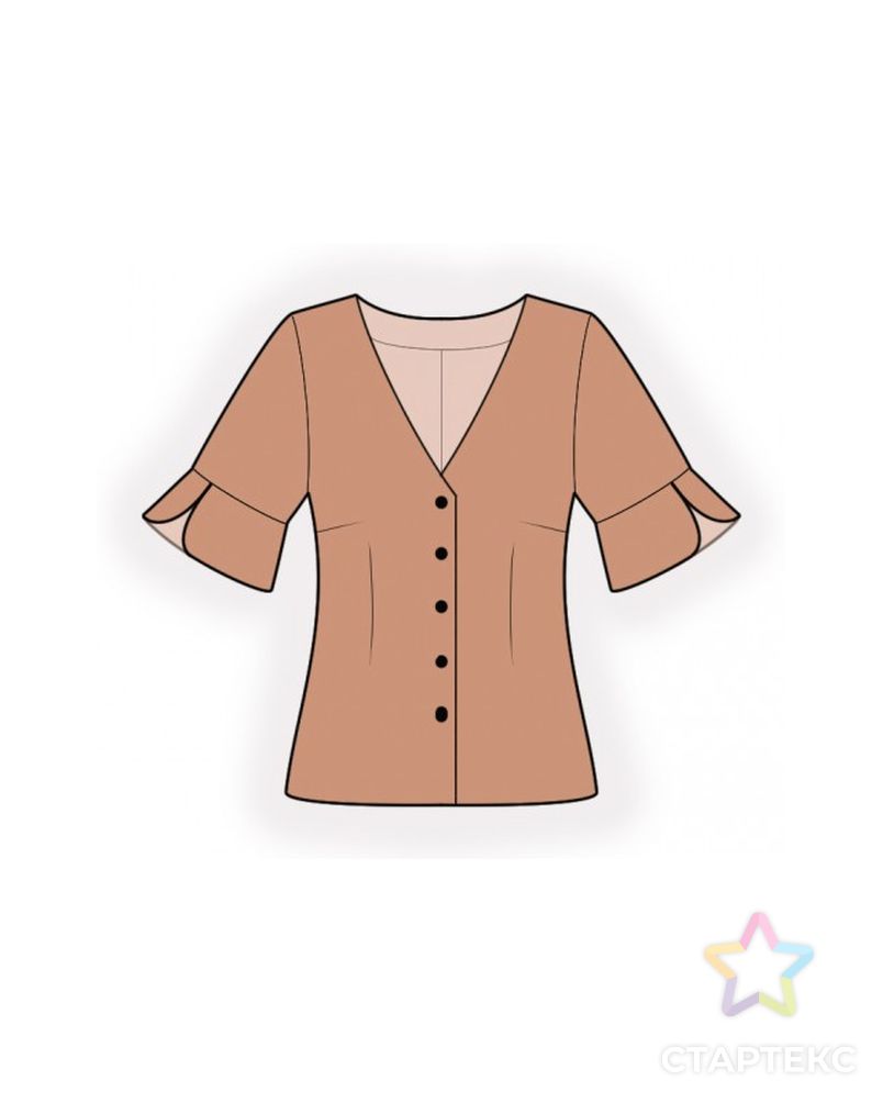 Выкройка: блузка с воланом на рукаве арт. ВКК-3668-1-ЛК0002424 1