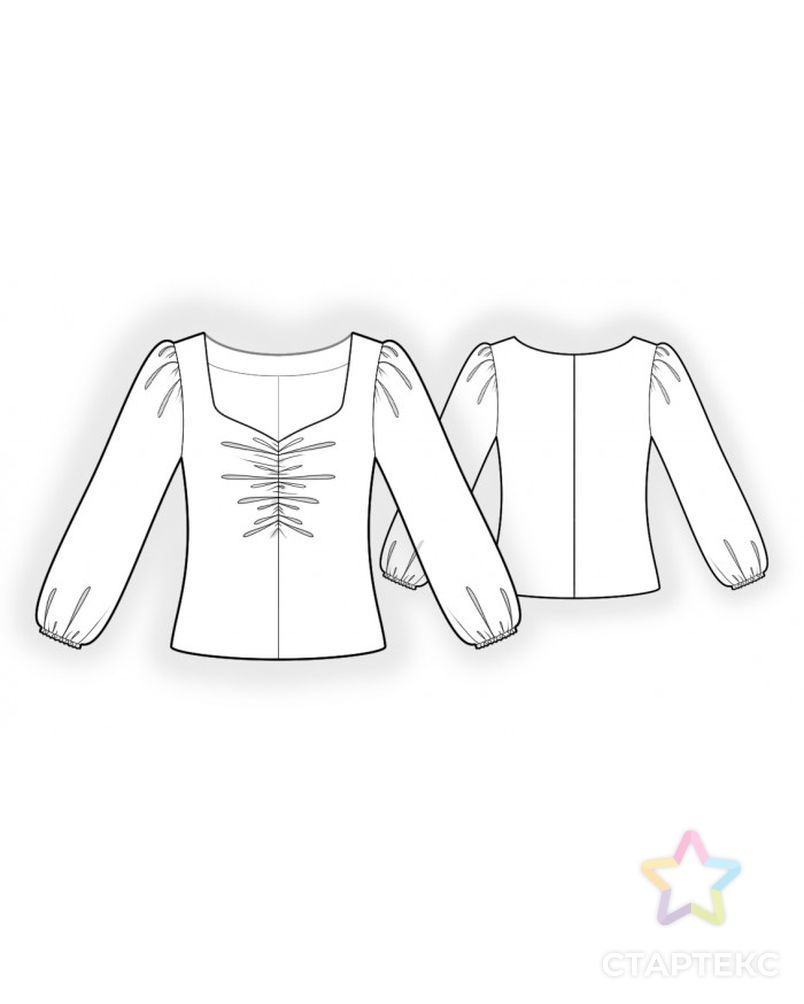 Выкройка: блузка со сбркой на груди арт. ВКК-3356-1-ЛК0002425 2