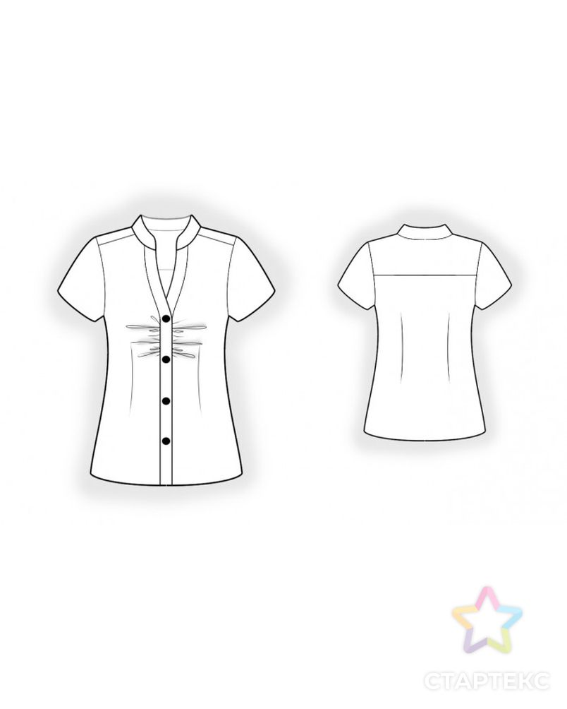 Выкройка: блузка со сборкой на груди арт. ВКК-3308-1-ЛК0002426 2