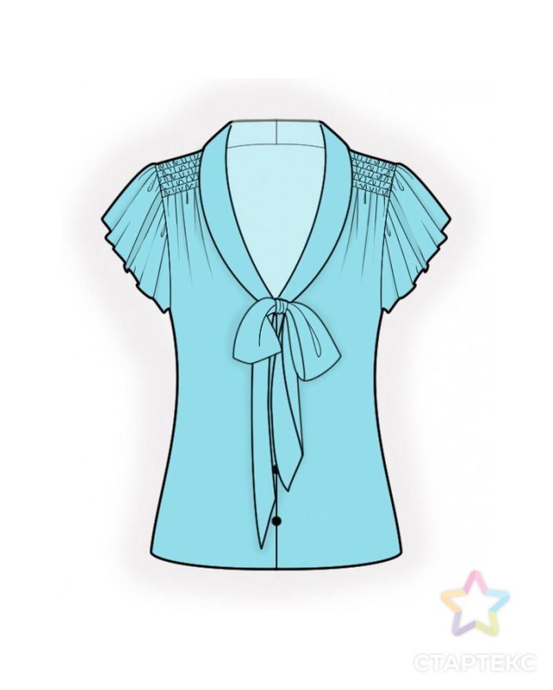 Выкройка: блузка с воротником-завязкой арт. ВКК-3535-1-ЛК0002435 1
