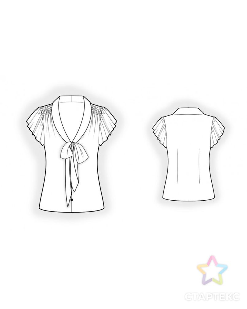 Выкройка: блузка с воротником-завязкой арт. ВКК-3535-1-ЛК0002435 2
