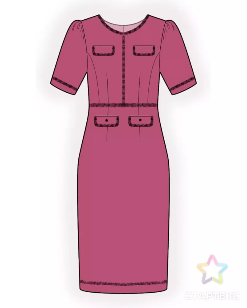 Выкройка: платье с отделкой арт. ВКК-3819-7-ЛК0002438 - рис. 1