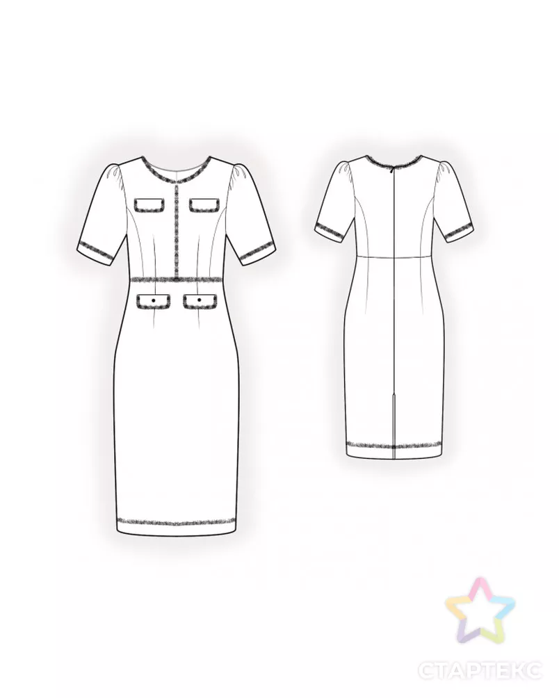 Выкройка: платье с отделкой арт. ВКК-3819-7-ЛК0002438 - рис. 2