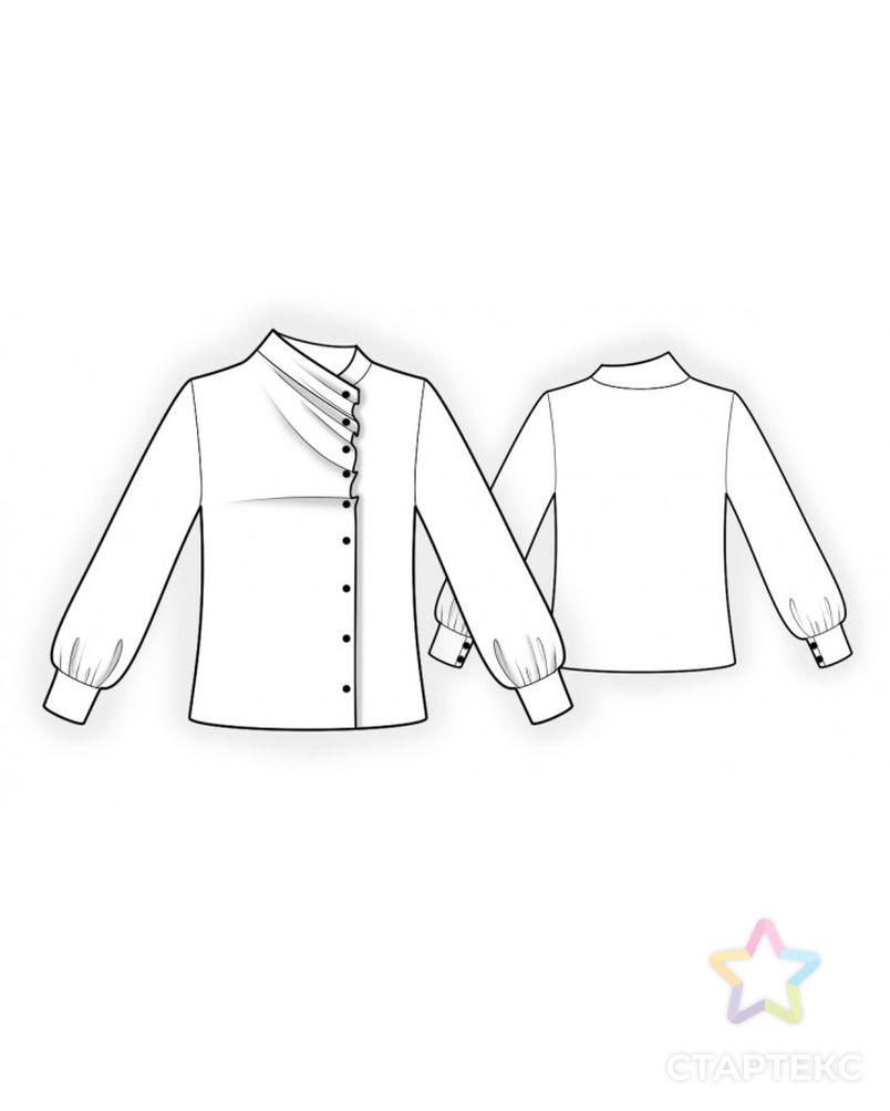 Выкройка: блузка с декоративной застежкой арт. ВКК-3219-1-ЛК0002458 2