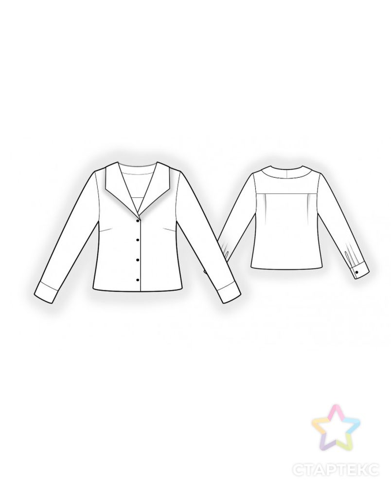 Выкройка: блузка с воротником арт. ВКК-3404-1-ЛК0002471 2