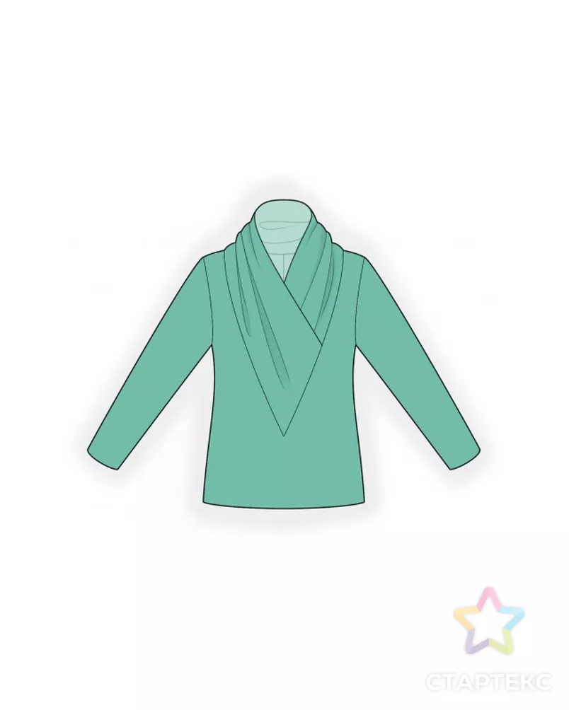 Выкройка: лонгслив с объемным воротником арт. ВКК-3929-7-ЛК0002483 - рис. 1