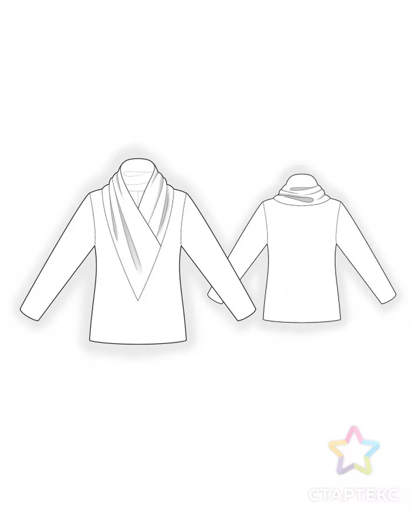 Выкройка: лонгслив с объемным воротником арт. ВКК-3929-7-ЛК0002483 - рис. 2