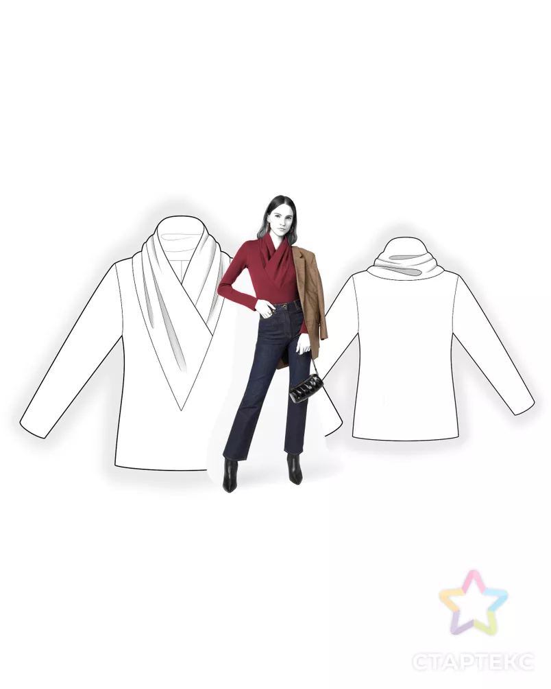 Выкройка: лонгслив с объемным воротником арт. ВКК-3929-7-ЛК0002483 - рис. 3