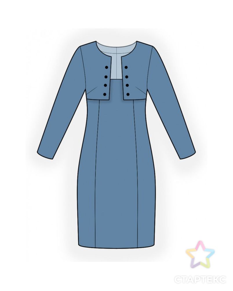 Выкройка: платье с имитацией болеро арт. ВКК-3494-1-ЛК0002488 1