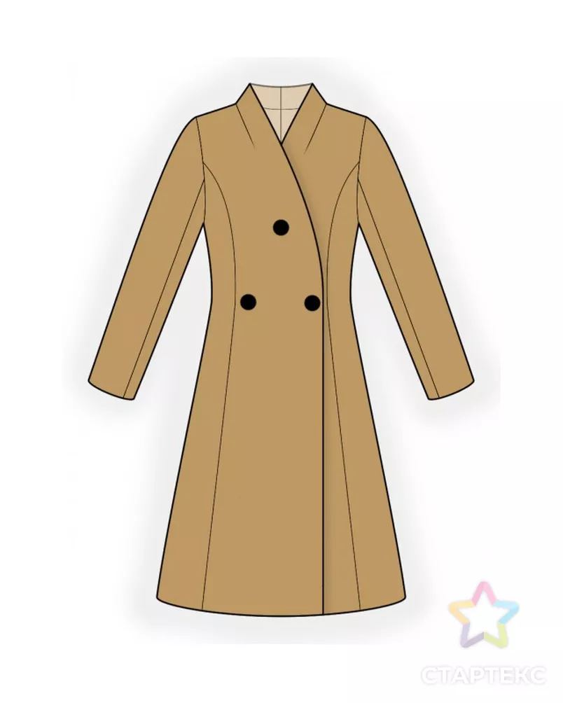Выкройка: пальто на трех пуговицах арт. ВКК-3601-2-ЛК0002499 - рис. 1