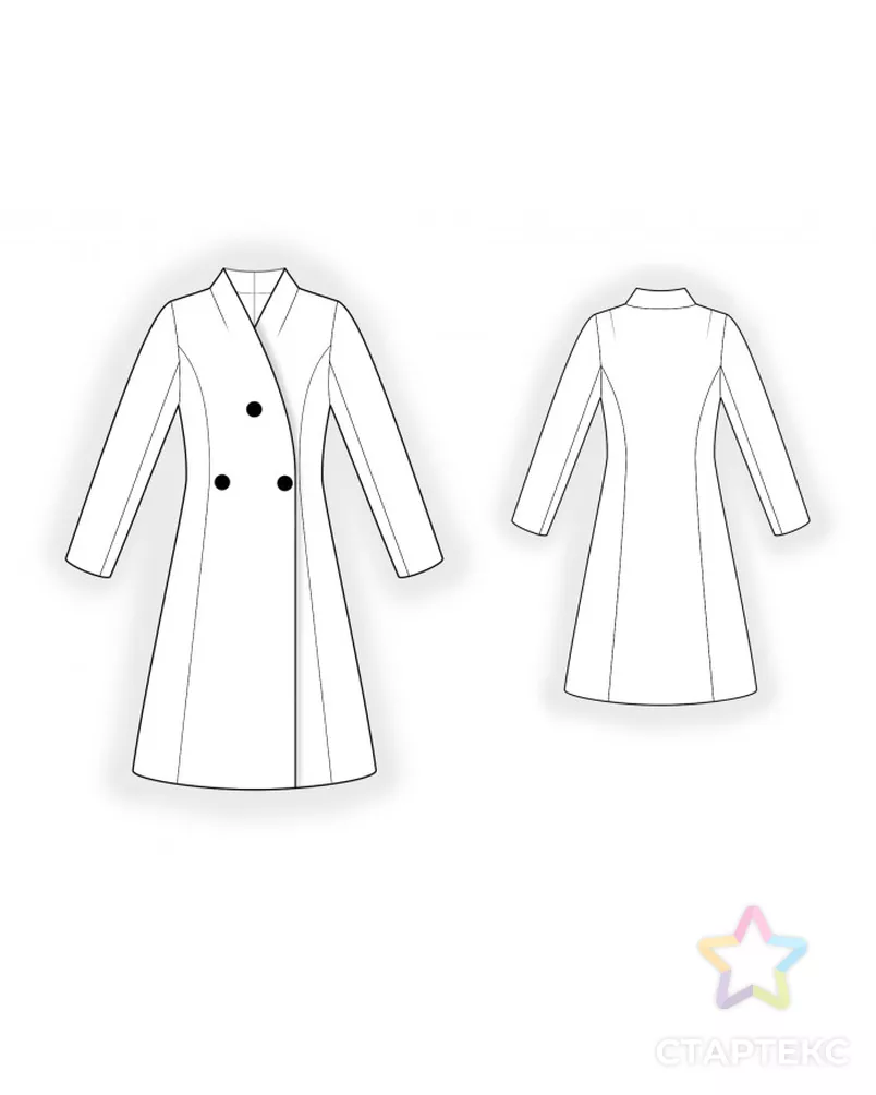 Выкройка: пальто на трех пуговицах арт. ВКК-3601-2-ЛК0002499 - рис. 2