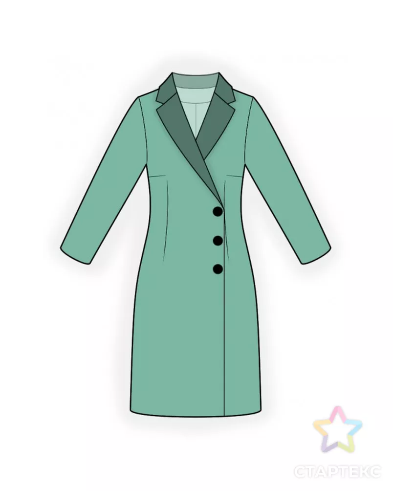 Выкройка: платье с отделочным воротником арт. ВКК-3986-11-ЛК0002508 - рис. 1