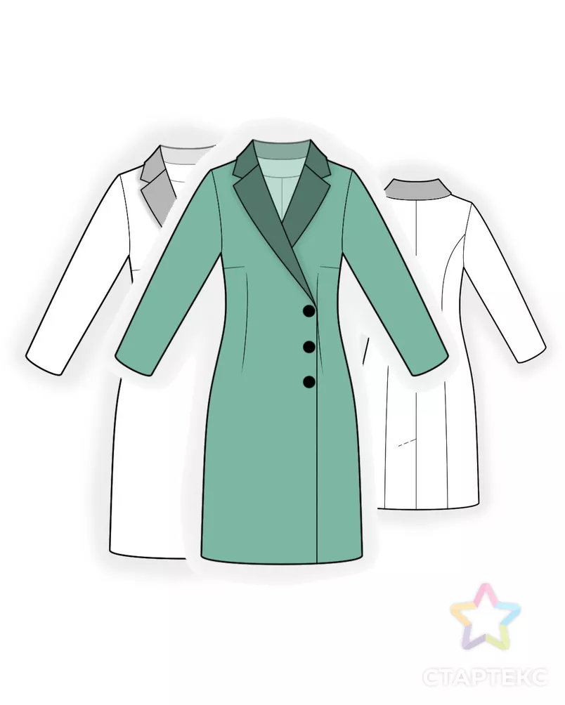 Выкройка: платье с отделочным воротником арт. ВКК-3986-11-ЛК0002508 - рис. 3