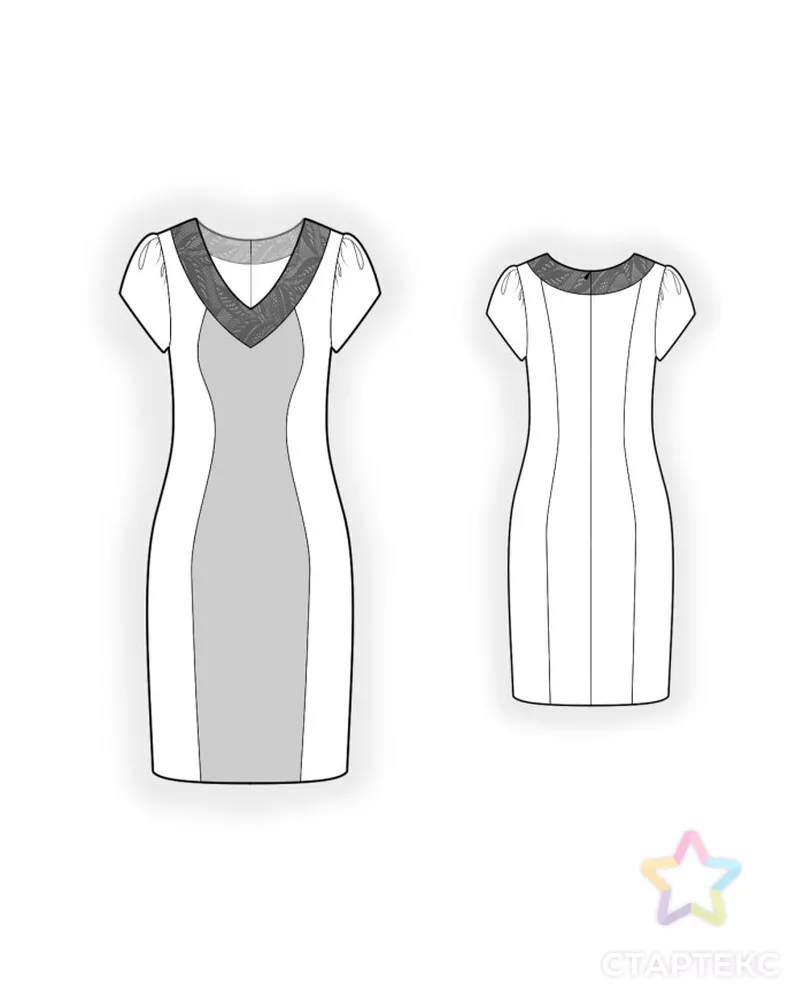 Выкройка: платье с декоративной обтачкой арт. ВКК-4415-5-ЛК0002535 - рис. 2