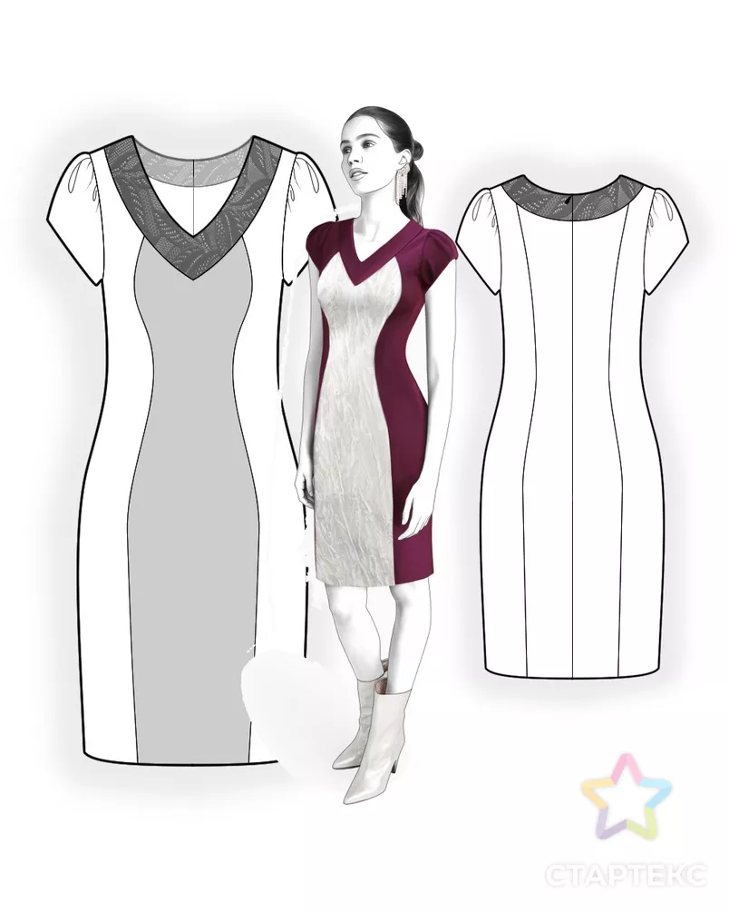 Выкройка: платье с декоративной обтачкой арт. ВКК-4415-5-ЛК0002535 - рис. 3