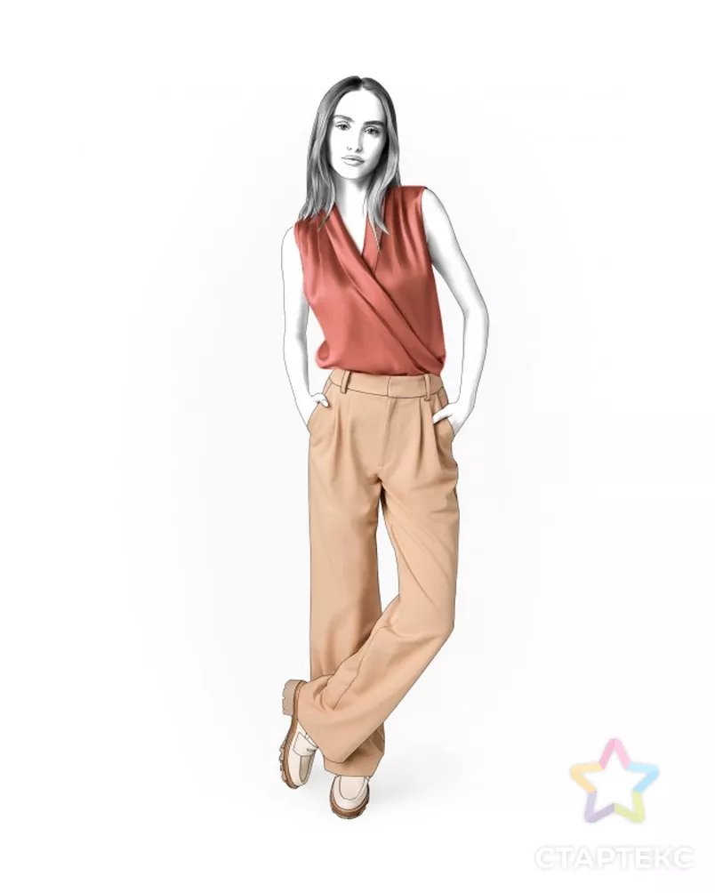 Выкройка: блузка с запахом арт. ВКК-4416-10-ЛК0002536 - рис. 1