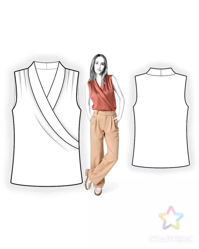 Выкройка: блузка с запахом арт. ВКК-4416-10-ЛК0002536 - рис. 3