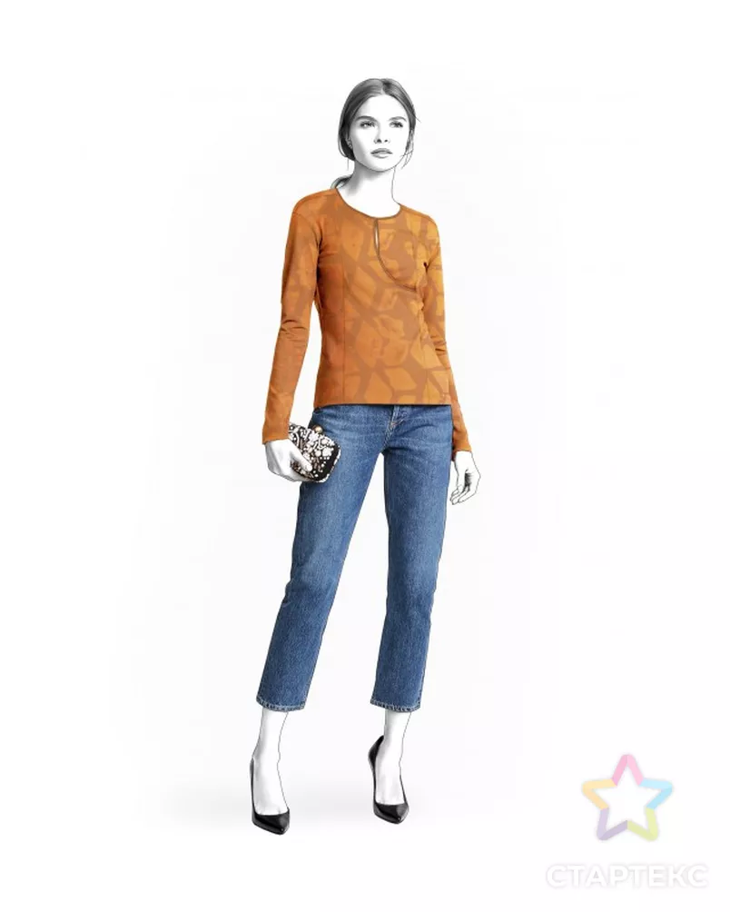 Выкройка: блузка с декоративной полочкой арт. ВКК-4425-3-ЛК0002545 - рис. 1