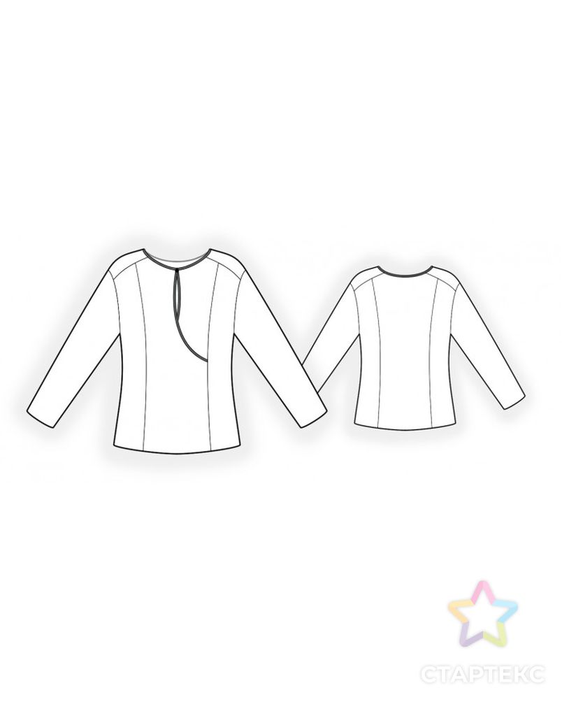 Выкройка: блузка с декоративной полочкой арт. ВКК-4425-1-ЛК0002545 2