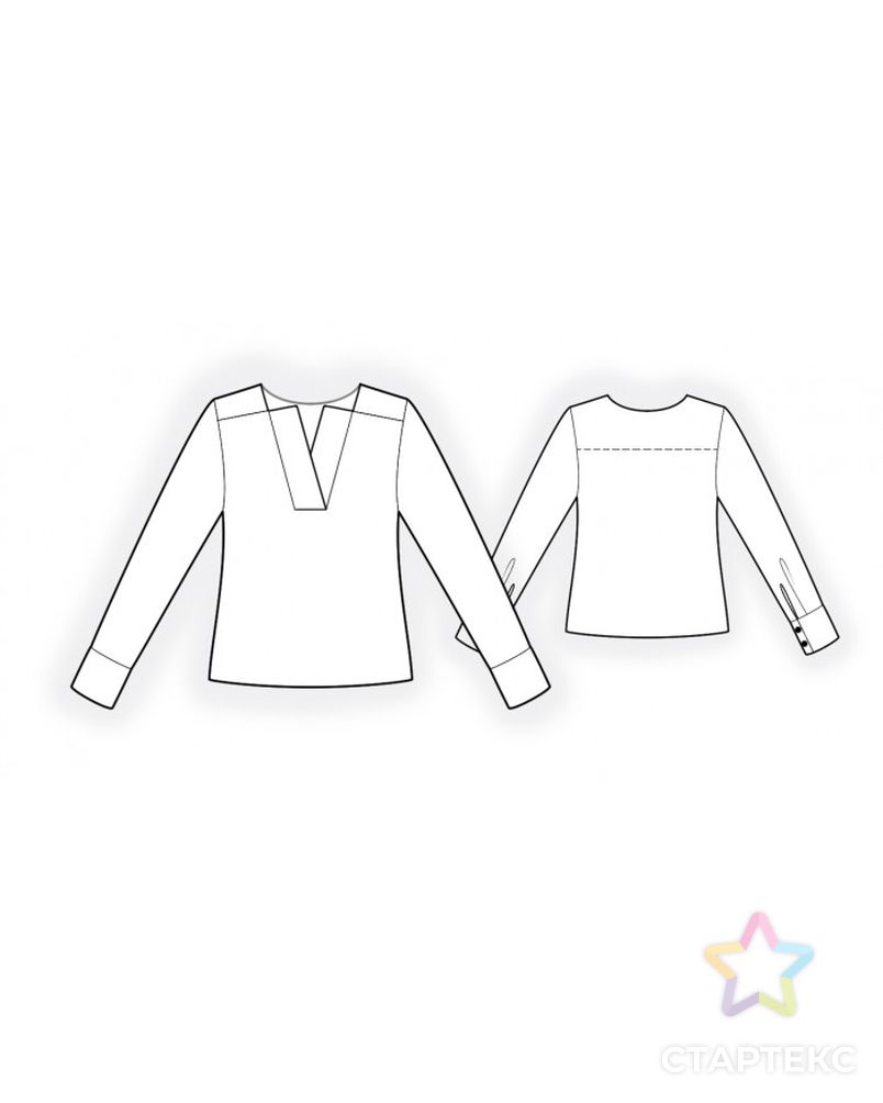 Выкройка: блузка с декоративной планкой арт. ВКК-4430-1-ЛК0002551 2