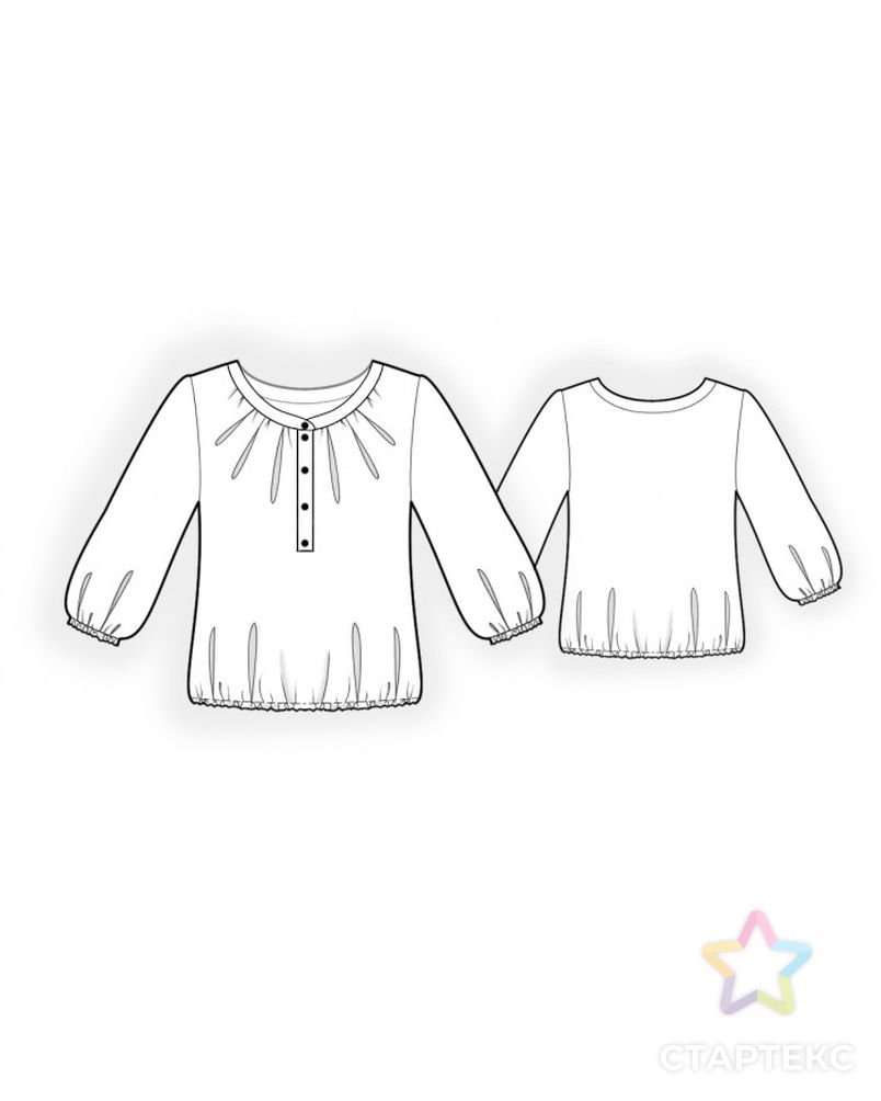 Выкройка: блузка со сборкой арт. ВКК-4440-1-ЛК0002562 2