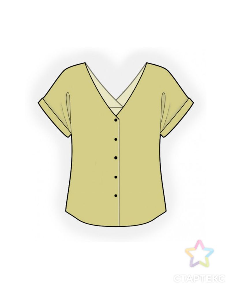 Выкройка: блузка с треугольной горловиной арт. ВКК-4441-4-ЛК0002563 1