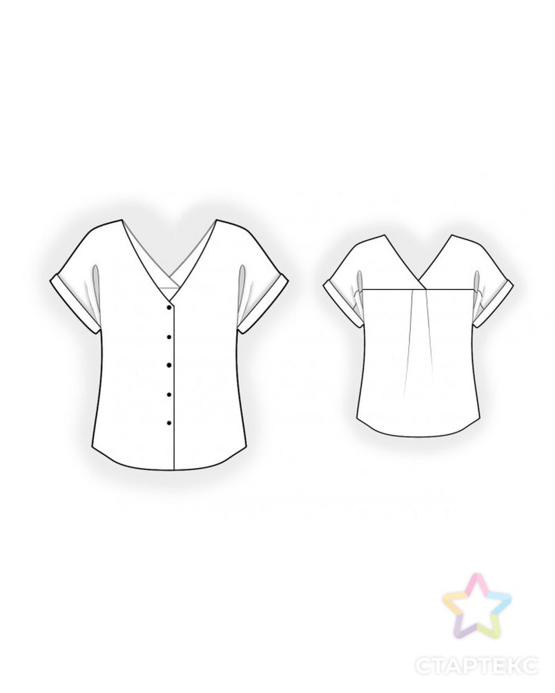 Выкройка: блузка с треугольной горловиной арт. ВКК-4441-4-ЛК0002563 2