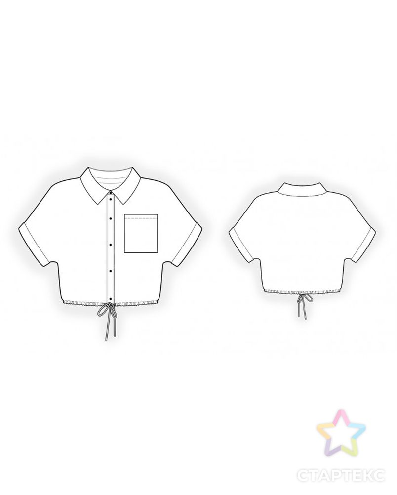 Выкройка: блузка укороченная со шнурком арт. ВКК-4456-1-ЛК0002579 2