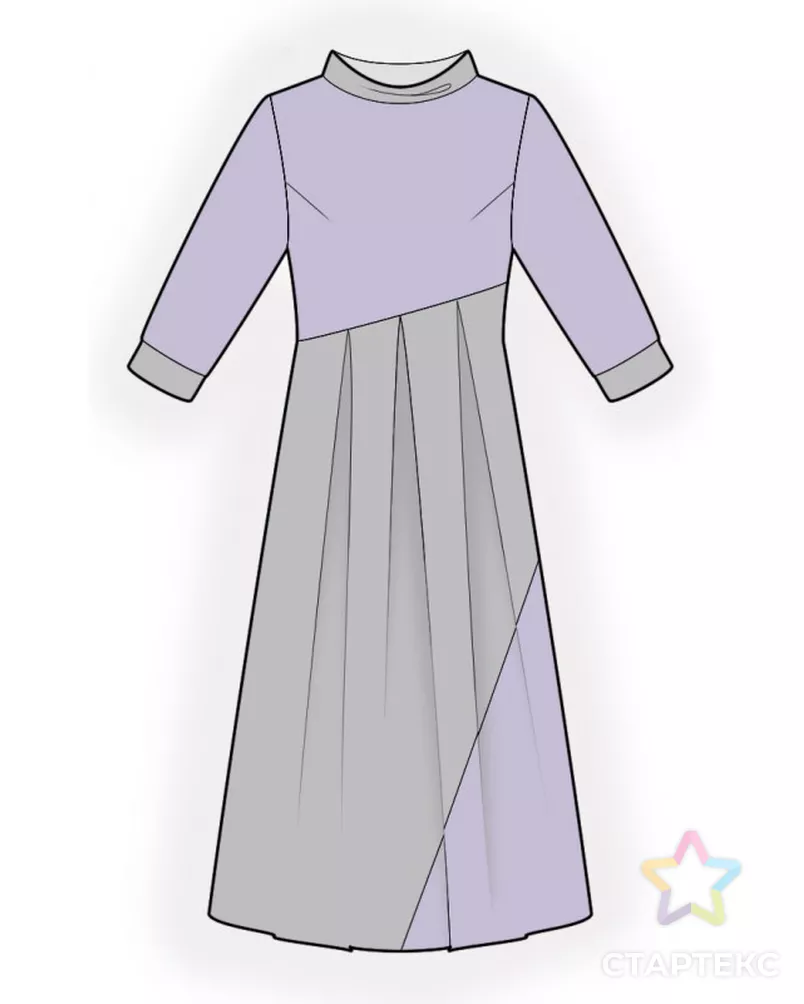 Выкройка: платье с асимметричным подрезом арт. ВКК-4597-6-ЛК0002580 - рис. 1