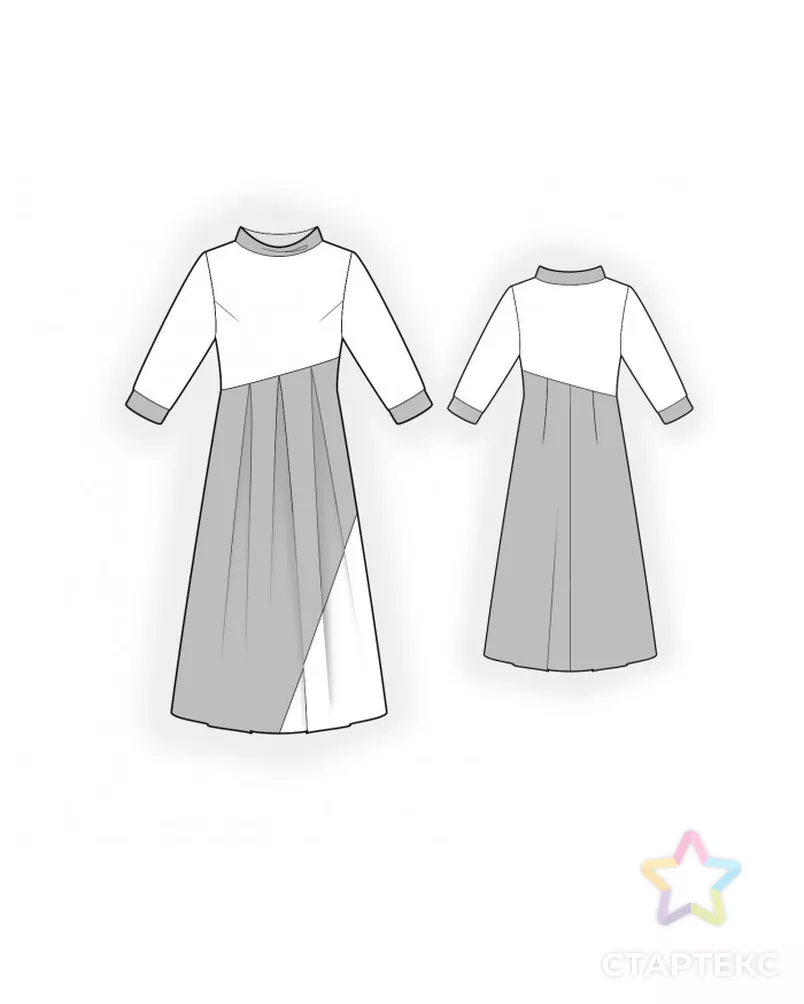 Выкройка: платье с асимметричным подрезом арт. ВКК-4597-6-ЛК0002580 - рис. 2