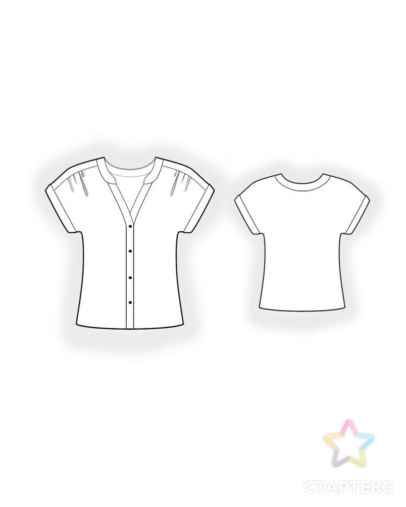 Выкройка: блузка с цельнокроенным рукавом арт. ВКК-4459-1-ЛК0002583 2
