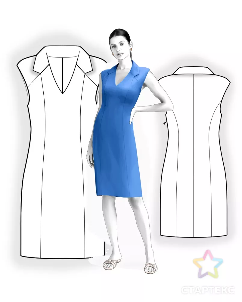 Выкройка: платье с воротником арт. ВКК-4461-3-ЛК0002585 - рис. 3