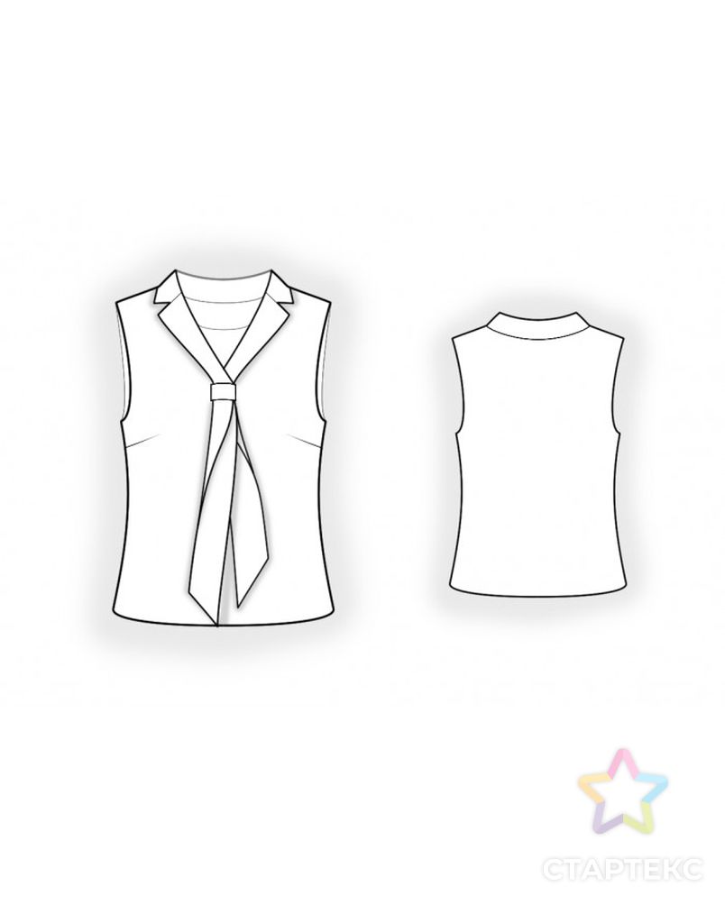 Выкройка: блузка с воротником-галстуком арт. ВКК-4464-1-ЛК0002588 2