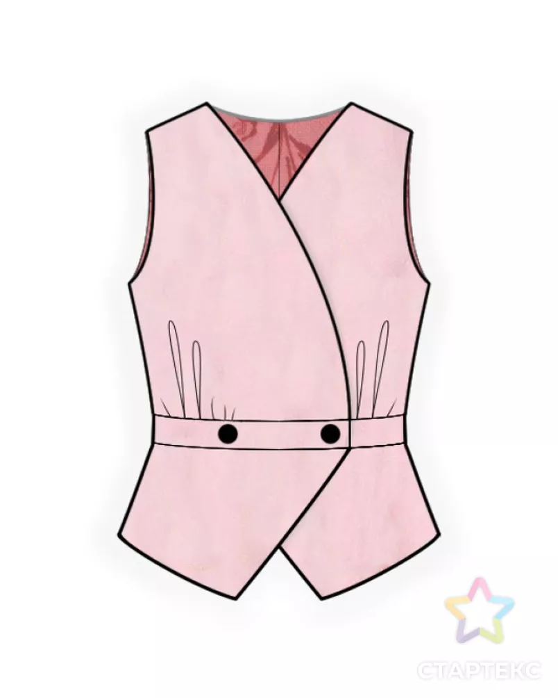 Выкройка: жилет со сборкой под грудью арт. ВКК-4468-9-ЛК0002592 - рис. 1