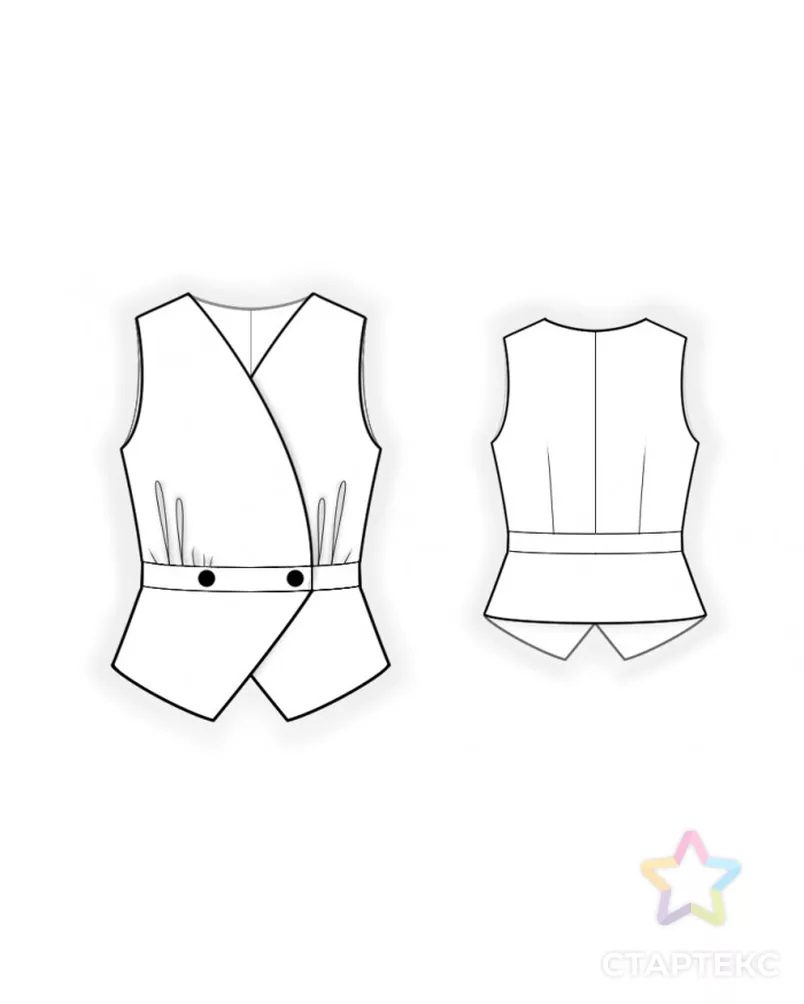 Выкройка: жилет со сборкой под грудью арт. ВКК-4468-9-ЛК0002592 - рис. 2