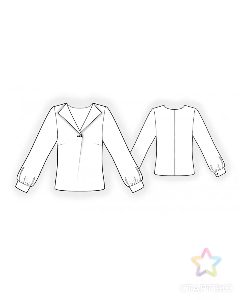 Выкройка: блузка с центральной складкой арт. ВКК-4470-4-ЛК0002594 - рис. 2