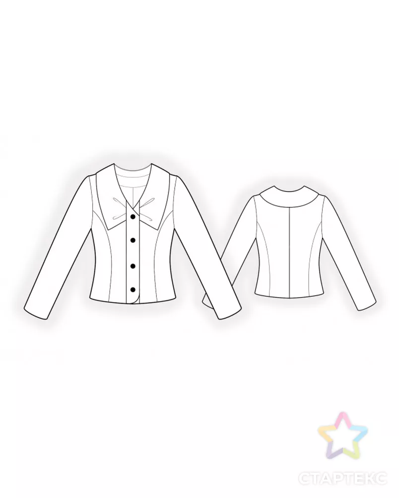 Выкройка: жакет с декоративным воротником арт. ВКК-4476-2-ЛК0002601 - рис. 2