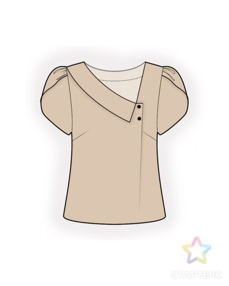 Выкройка: блузка с асимметричным воротником арт. ВКК-4477-1-ЛК0002602 1