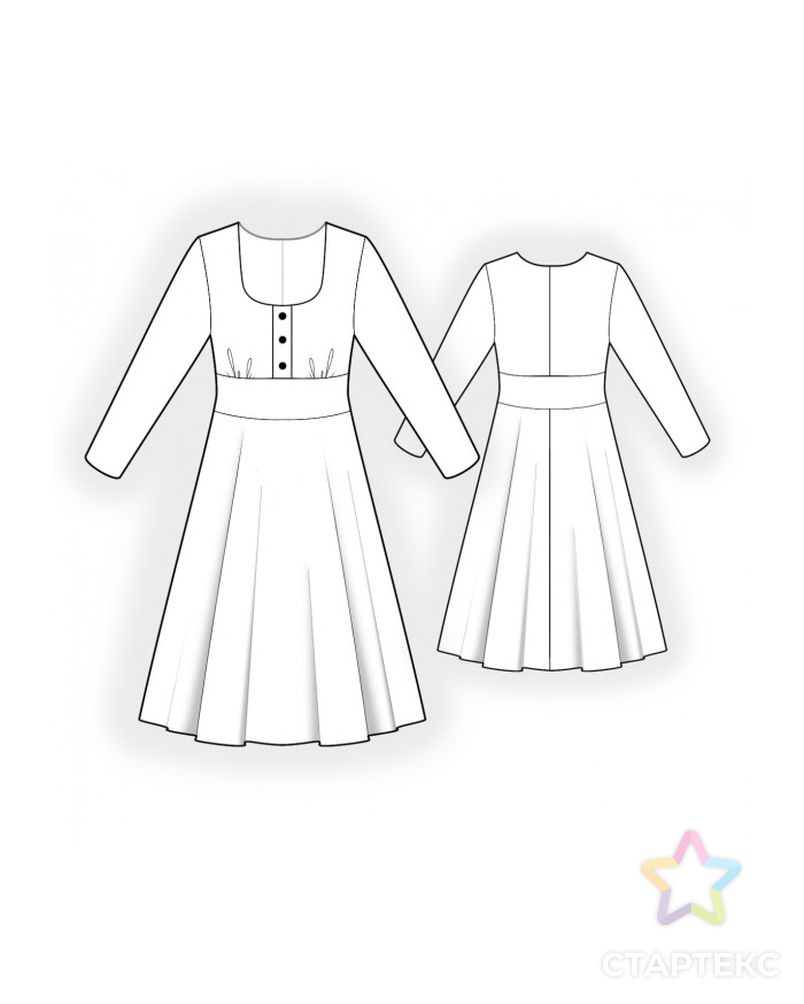 Выкройка: трикотажное платье с планкой арт. ВКК-4486-1-ЛК0002612 2