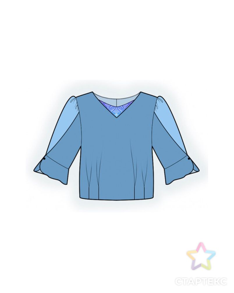 Выкройка: блузка с двойным рукавом арт. ВКК-4491-1-ЛК0002617 1
