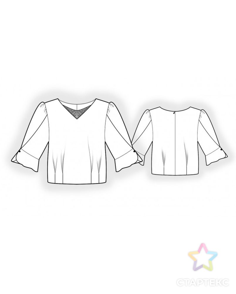 Выкройка: блузка с двойным рукавом арт. ВКК-4491-1-ЛК0002617 2