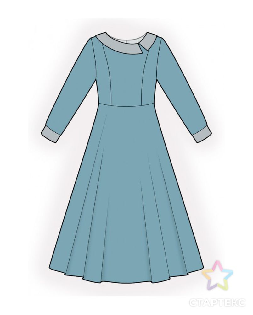 Выкройка: платье с отложным воротником арт. ВКК-4494-1-ЛК0002620 1