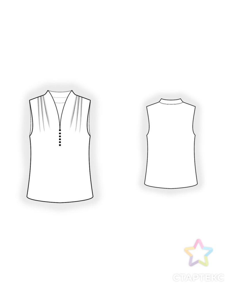 Выкройка: блузка без рукавов арт. ВКК-4622-1-ЛК0002648 2