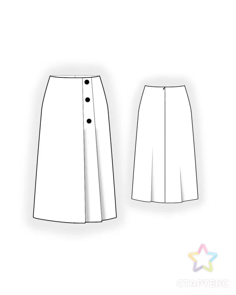 Выкройка: юбка с асимметричными складками арт. ВКК-4631-10-ЛК0002658 - рис. 2