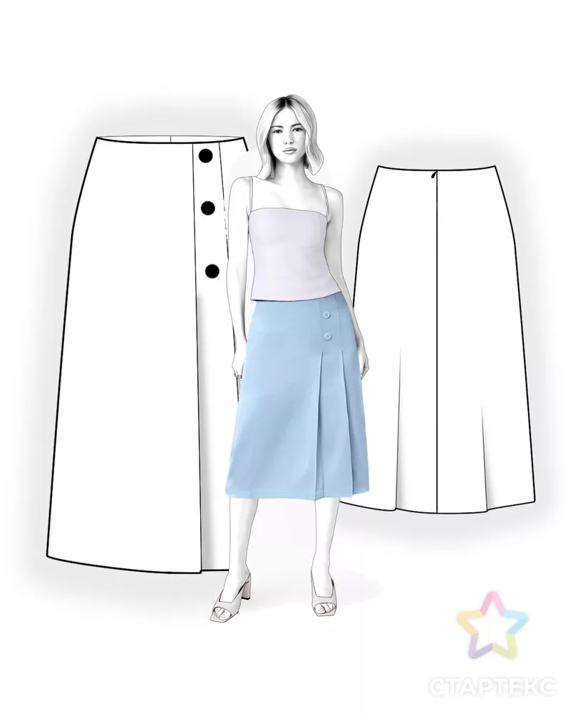 Выкройка: юбка с асимметричными складками арт. ВКК-4631-10-ЛК0002658 - рис. 3