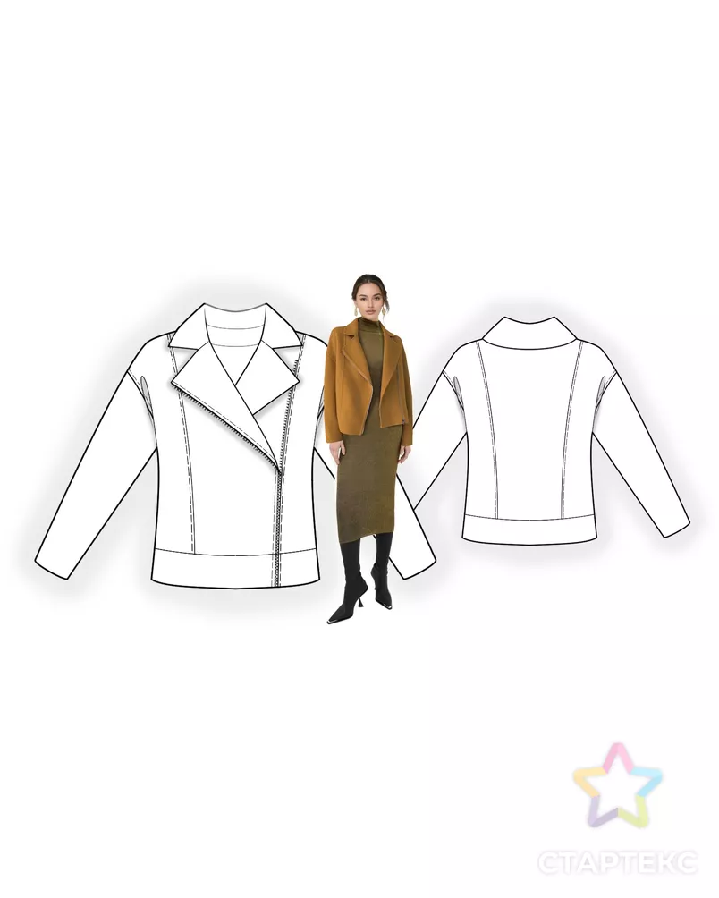 Выкройка: жакет с косой застежкой арт. ВКК-4799-2-ЛК0002673 - рис. 3