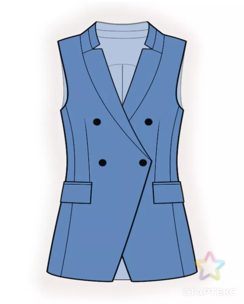 Выкройка: жилет джинсовый арт. ВКК-4661-9-ЛК0002692 - рис. 1