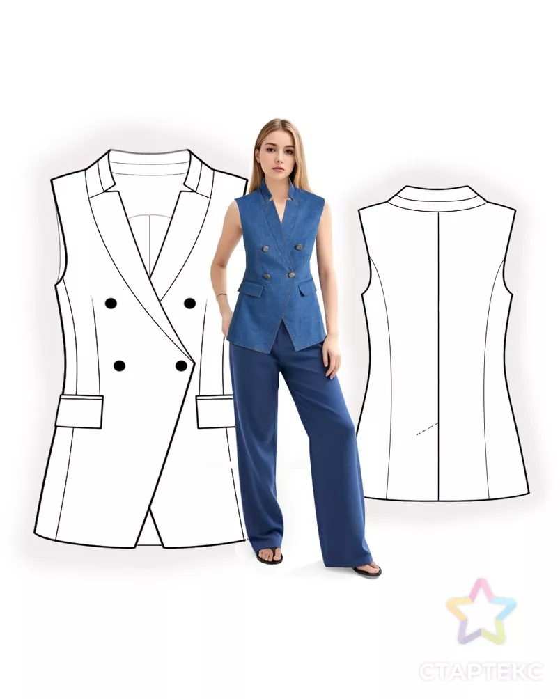 Выкройка: жилет джинсовый арт. ВКК-4661-9-ЛК0002692 - рис. 3