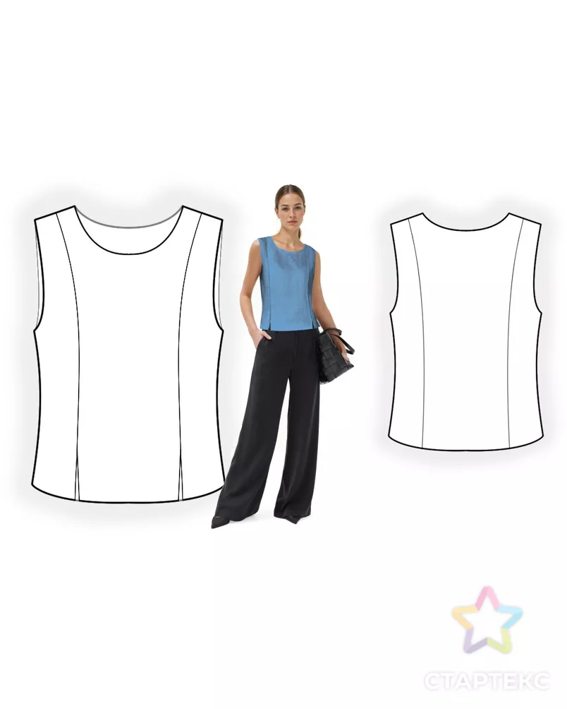 Выкройка: топ с рельефами арт. ВКК-4801-5-ЛК0002696 - рис. 3